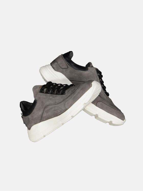 emilio adani Herren Sneaker aus Nubuk-Leder Grau 33595