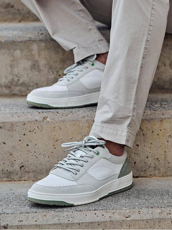 engbers Herren Sneaker aus Leder Naturweiss 38536