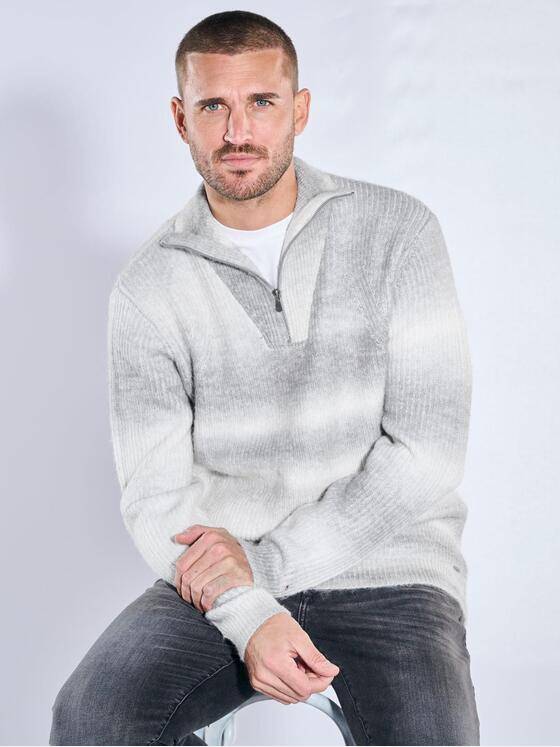 emilio adani Herren Pullover Polokragen Silbergrau 39740