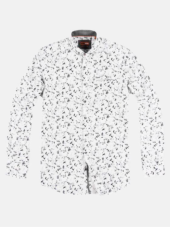 emilio adani Herren Langarmhemd mit floralem Druck Grau 29328