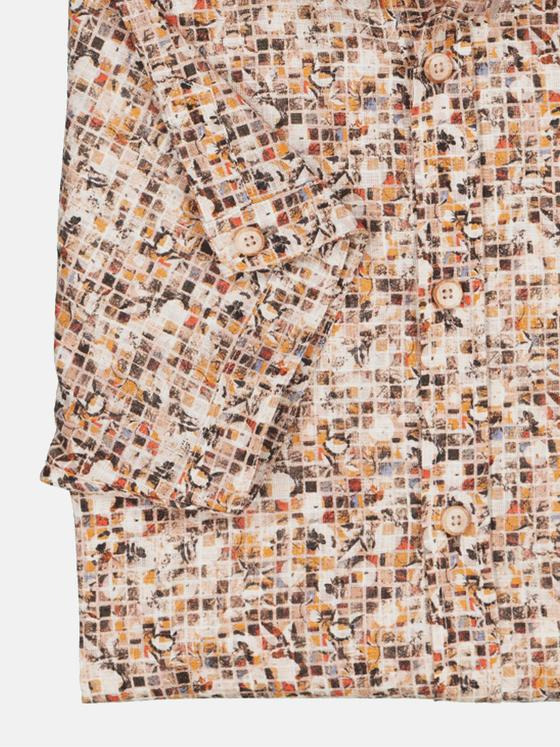 engbers Herren Kurzarm-Hemd gemustert Braunbeige 34941