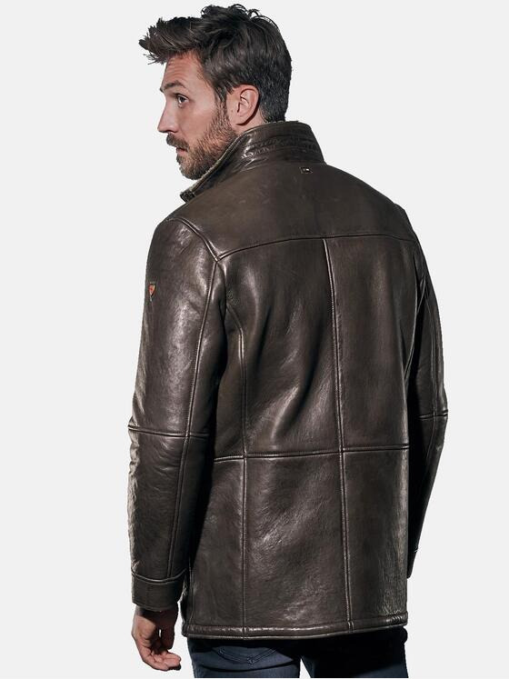 emilio adani Herren Lange Lederjacke Braun 30758