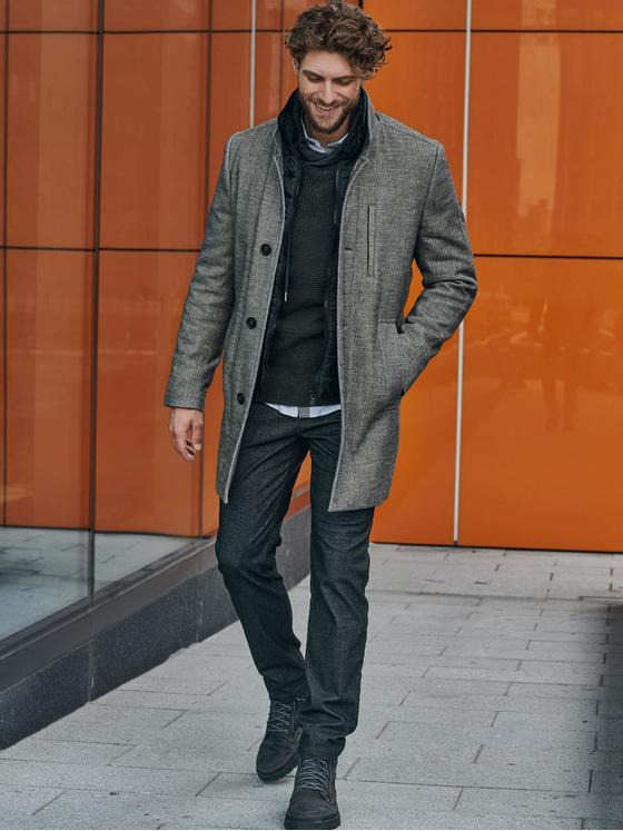 engbers Herren Mantel mit Inlet Schokobraun 33588