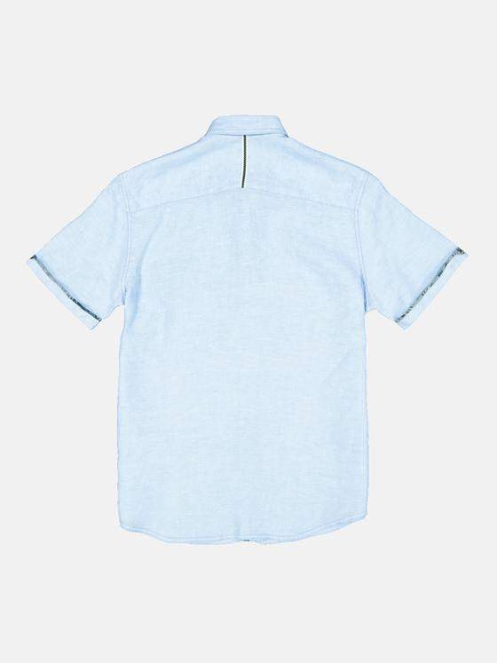 engbers Herren Kurzarm-Hemd aus Leinen Blau 34668