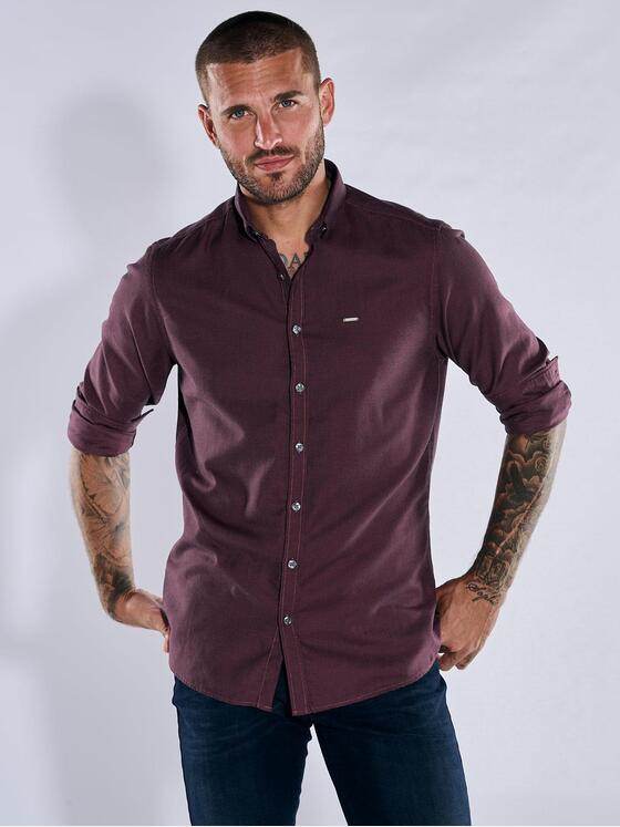 emilio adani Herren Hemd uni Violett 39025