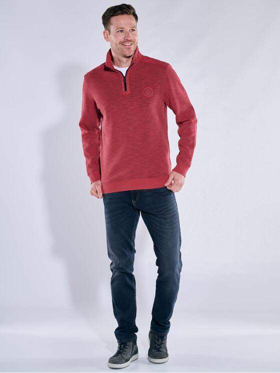 engbers Herren Sweatshirt mit Troyerkragen Rot 38054