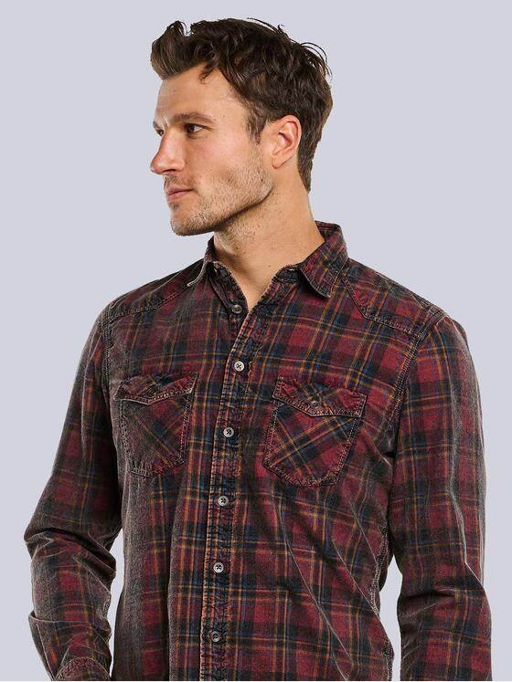 engbers Herren Langarm-Hemd aus Baby-Cord Feuerrot 33668