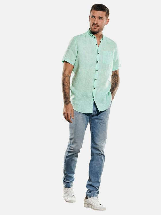 emilio adani Herren Kurzarm-Hemd uni Grün 35050