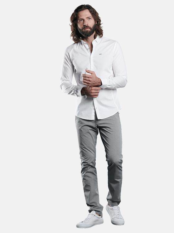 emilio adani Herren Hemd mit strukturierter Warenoberfläche Weiß 29509