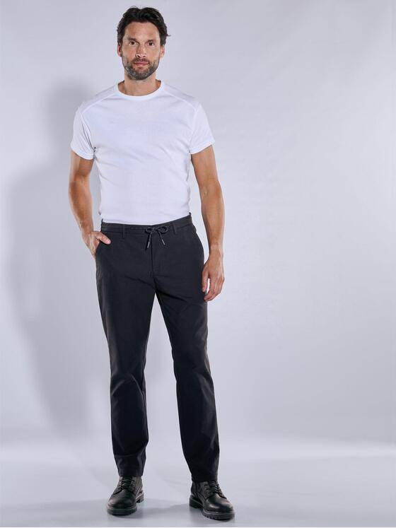 engbers Herren Chino mit Tunnelzug Schwarz 38114