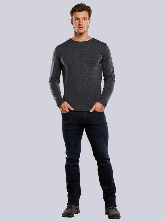 ENGBERS GERMANY Herren Langarmshirt aus Merinowolle Grau 34040