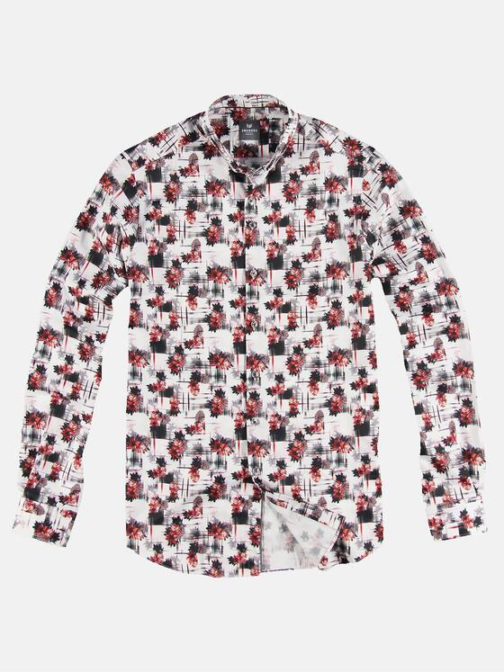ENGBERS GERMANY Herren Stretch Hemd mit floralem All-Over-Print Dunkelrot 31518