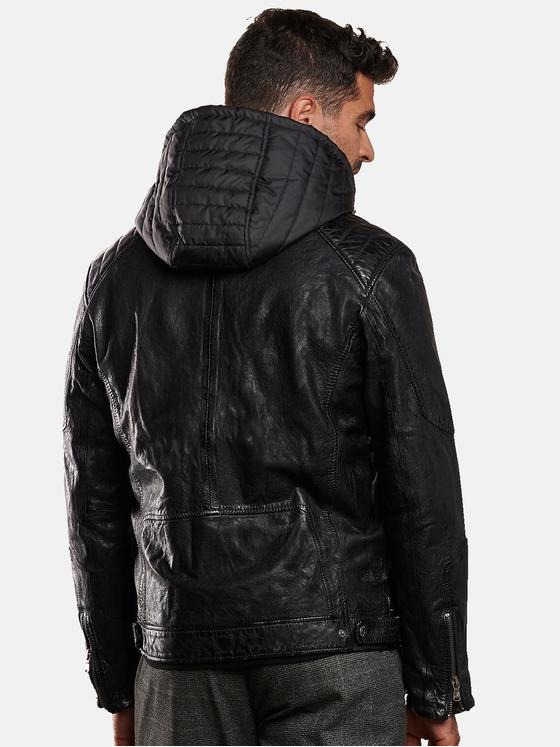 engbers Herren Lederjacke mit Inlet Schwarz 32255