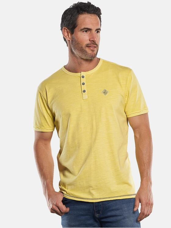 engbers Herren T-Shirt mit Knopfleiste und Kontrastdetails Gelb 29799