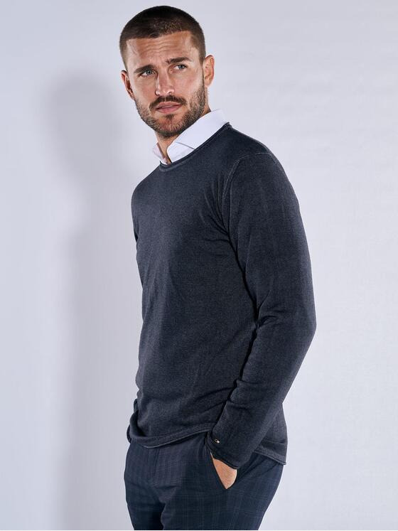 emilio adani Herren Pullover uni Blau 37805