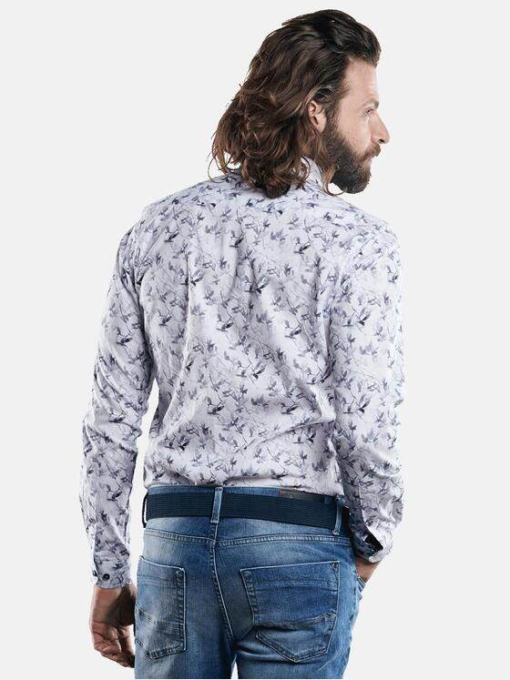 emilio adani Herren Langarmhemd mit modischem All-Over Druck Grau 29691