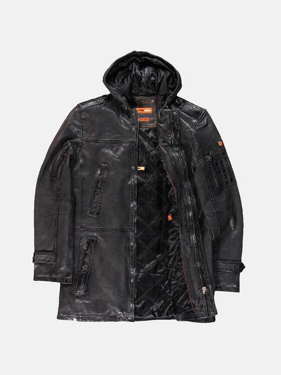 emilio adani Herren modischer Leder-Parka Grau 30197