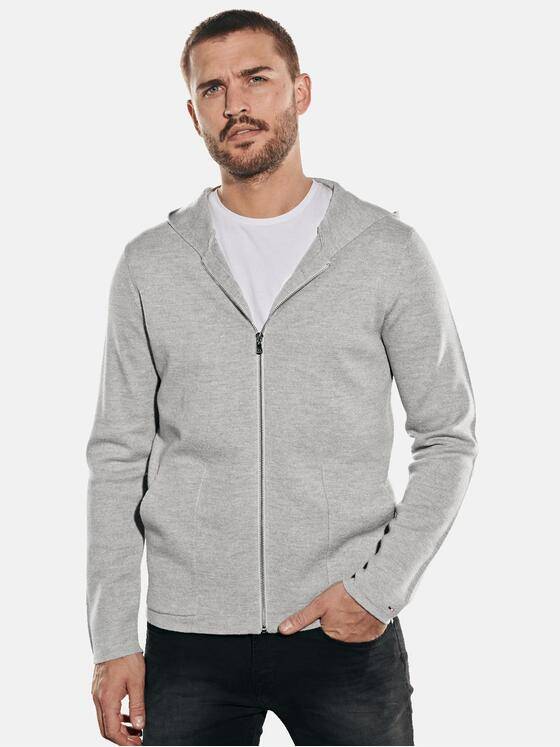 emilio adani Herren Cardigan aus Merinowolle Grau 32063