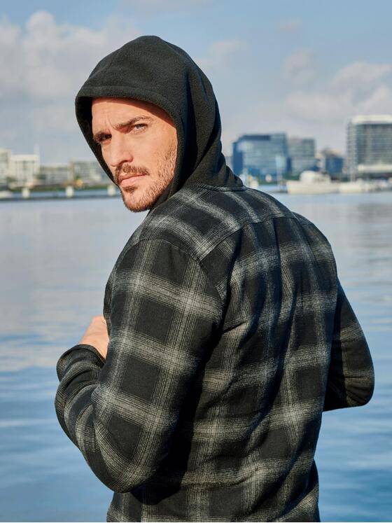 emilio adani Herren Overshirt im Karodesign Grau 31953