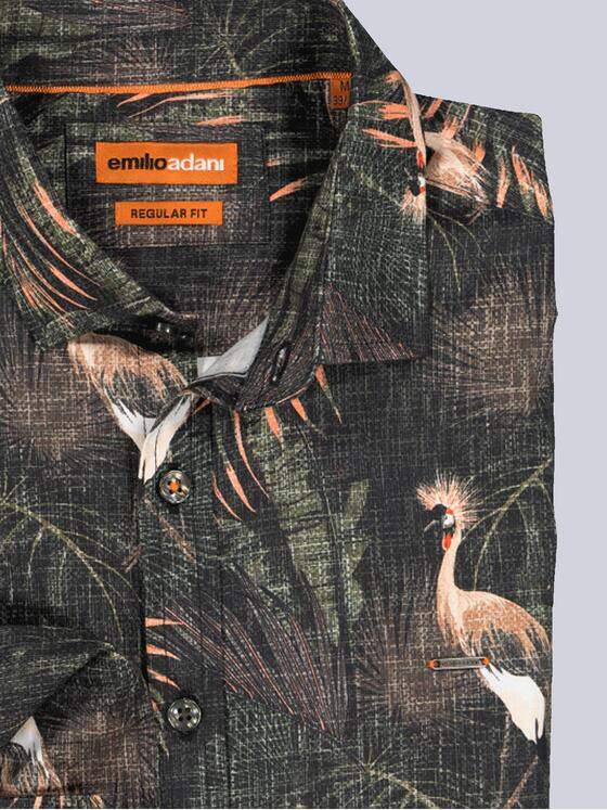emilio adani Herren Langarm-Hemd aus Satin Grün 35780