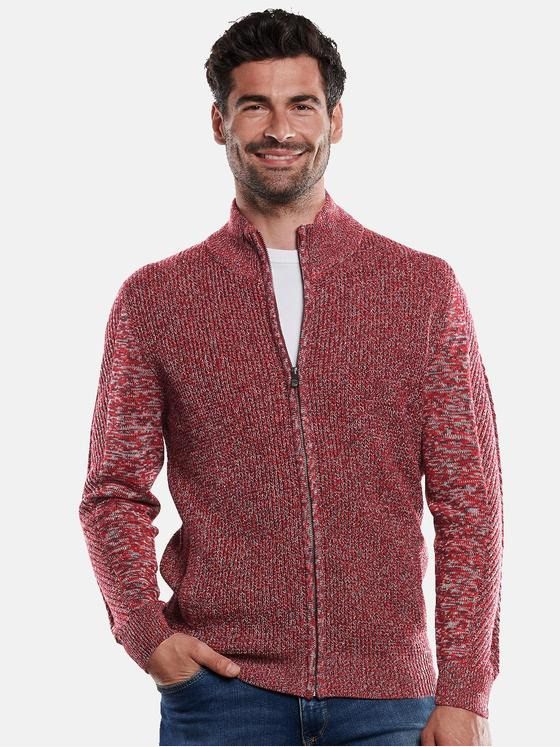 engbers Herren Strickjacke mit Zopfmuster Rot 31870