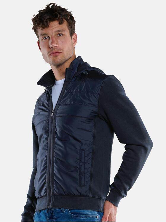engbers Herren Sweatjacke aus Materialmix Saphirblau 33361