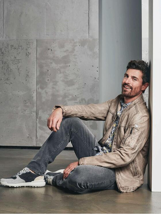 engbers Herren Lederjacke Bikerstyle Sand 32183