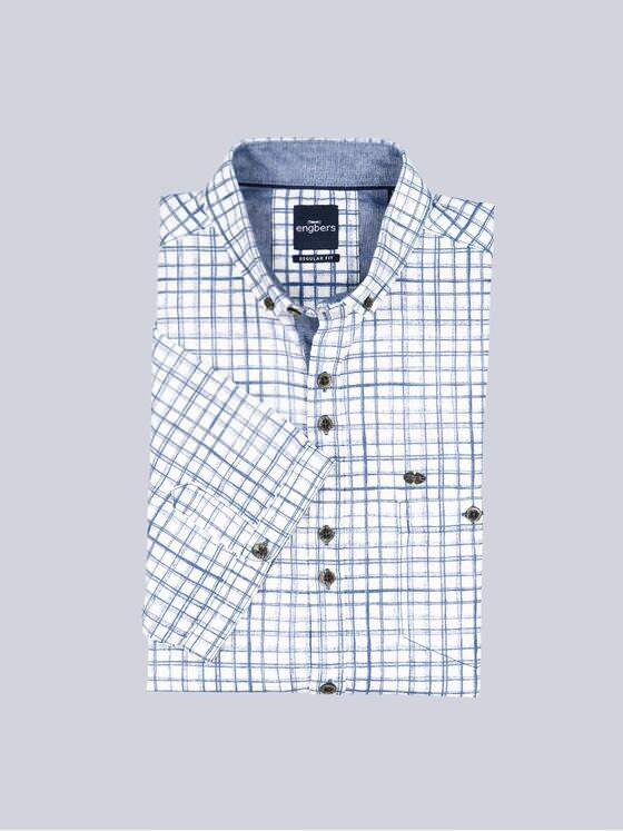 engbers Herren Kurzarm-Hemd kariert Brilliantblau 38491