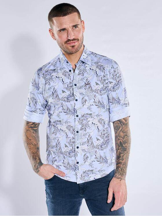 emilio adani Herren Hemd mit All-Over-Druck Hellblau 40565