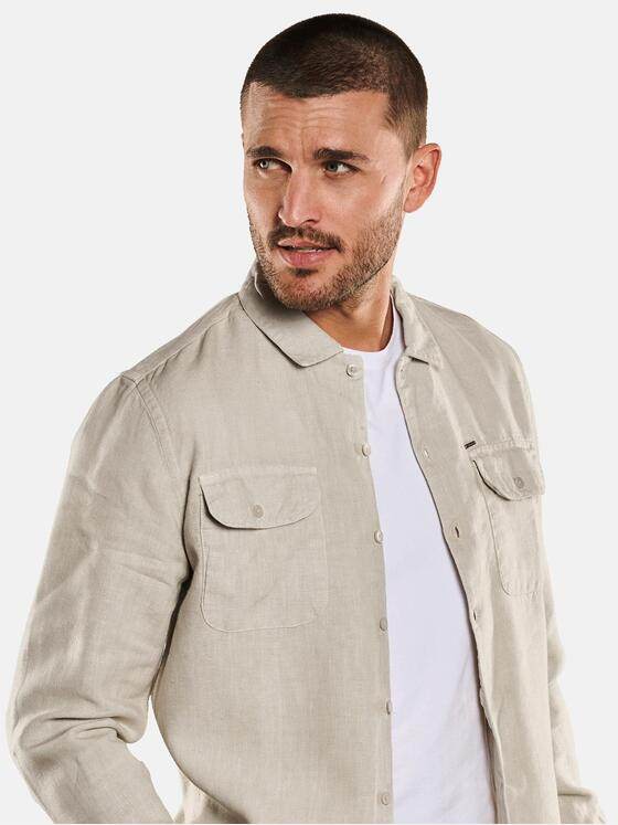 emilio adani Herren Overshirt aus Leinen Beige 33004