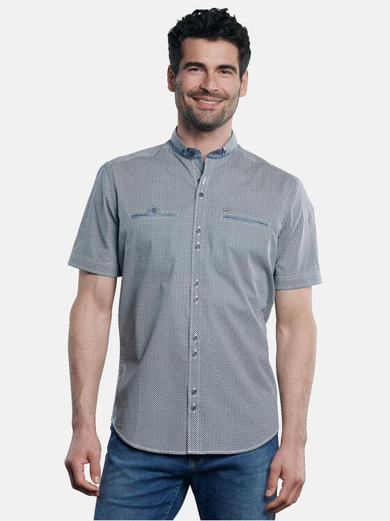engbers Herren Kurzarm-Hemd-gemustert Saphirblau 31592
