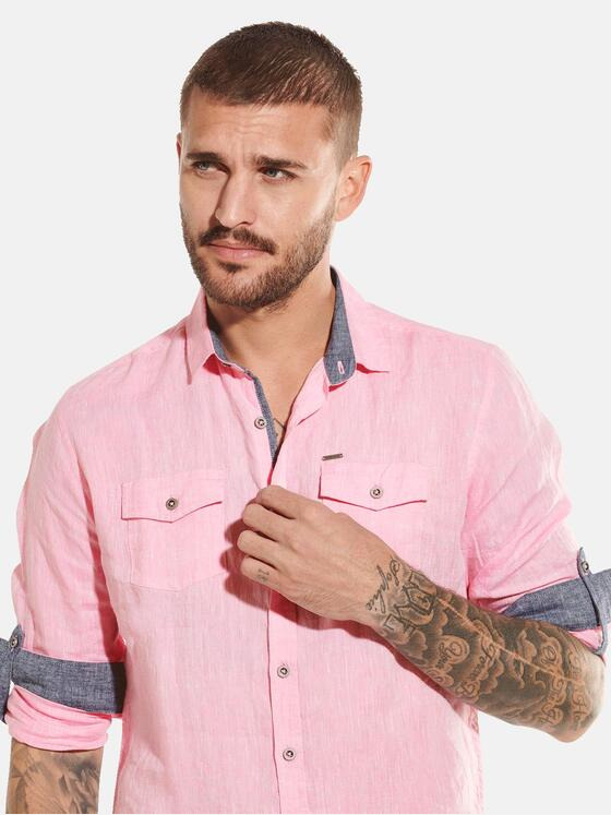 emilio adani Herren Langarm-Hemd mit aufgesetzten Brusttaschen Violett 31803