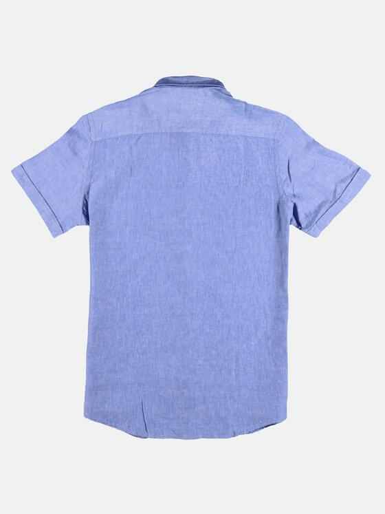 emilio adani Herren Kurzarmhemd aus hochwertiger Leinen-Qualität Blau 29701