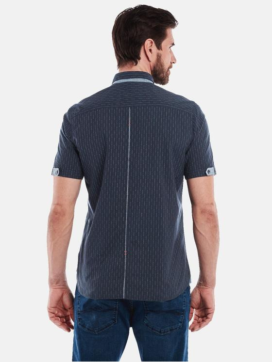engbers Herren Kurzarm-Hemd gestreift Marineblau 35031