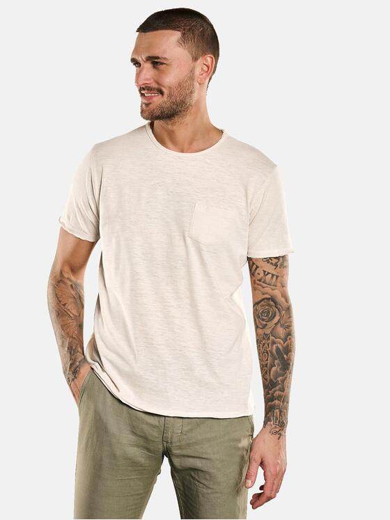 emilio adani Herren Basic-Shirt aus Leinenmix Beige 33013