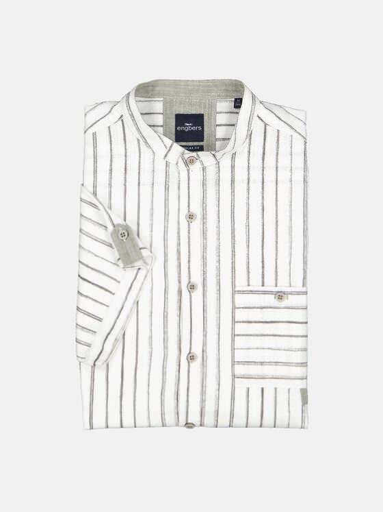 engbers Herren Kurzarm-Hemd gestreift Braunbeige 34943
