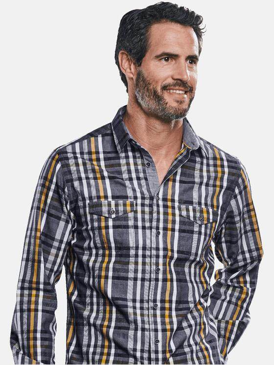 engbers Herren Modisch gefärbtes Karohemd Safrangelb 30835