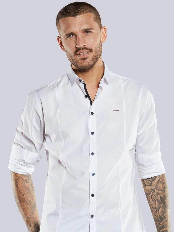 emilio adani Herren Langarm-Hemd strukturiert Weiß 33790