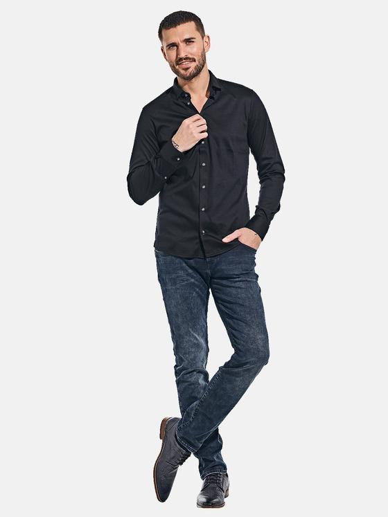 emilio adani Herren Langarmhemd "My Favorite" aus Jersey Schwarz 36228