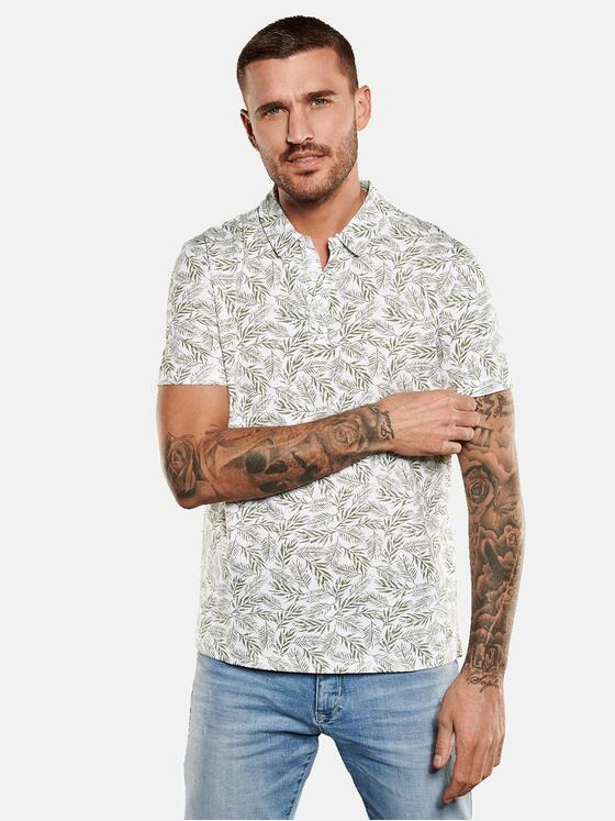 emilio adani Herren Polo-Shirt gemustert Weiß 34977