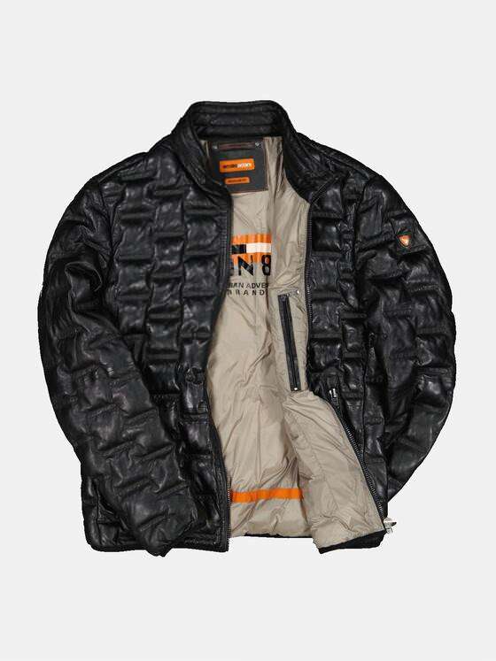 emilio adani Herren Lederjacke mit Steppung Schwarz 33528