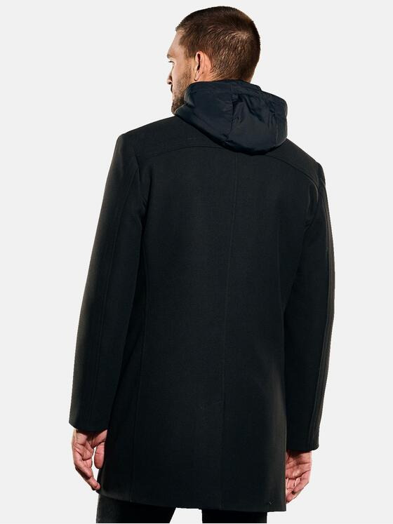 emilio adani Herren Mantel mit abnehmbarer Kapuze Schwarz 35261