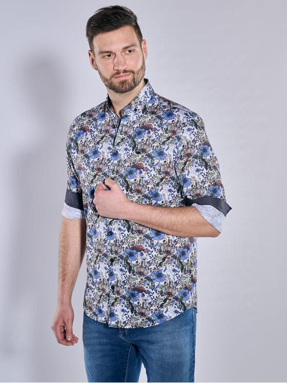 engbers Herren Langarm-Hemd gemustert Royalblau 36225