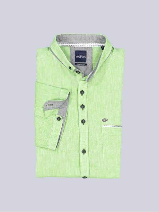 engbers Herren Kurzarm-Hemd mit Leinenanteil Hellgruen 38377