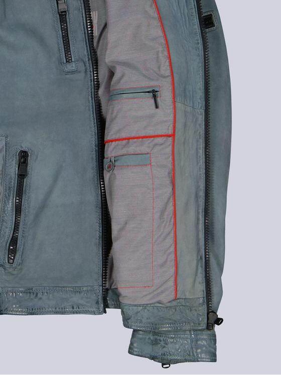 engbers Herren Lederjacke mit langem Stehkragen Hellblau 40224