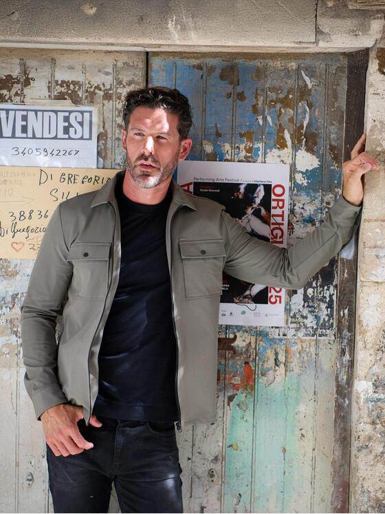 emilio adani Herren Overshirt aus Funktionsware Oliv 39201
