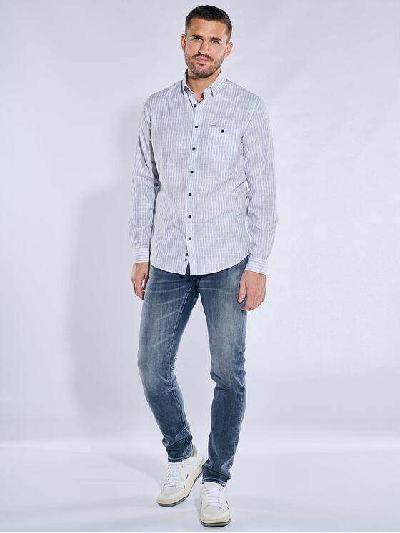 emilio adani Herren Langarm-Hemd gestreift Blau 38281