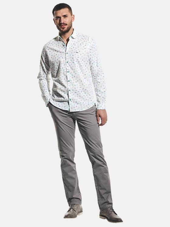 emilio adani Herren Langarmhemd mit individuellem Druck Weiß 31348