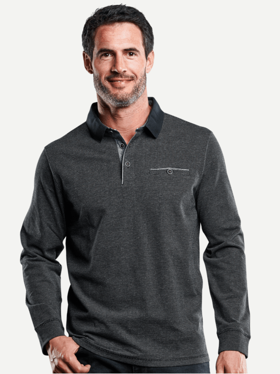 engbers Herren Poloshirt langarm Blau 28837