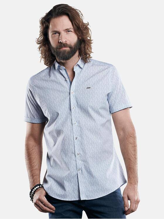 emilio adani Herren Kurzarmhemd mit sommerlichem Sonnenbrillen Druck Himmelblau 29741